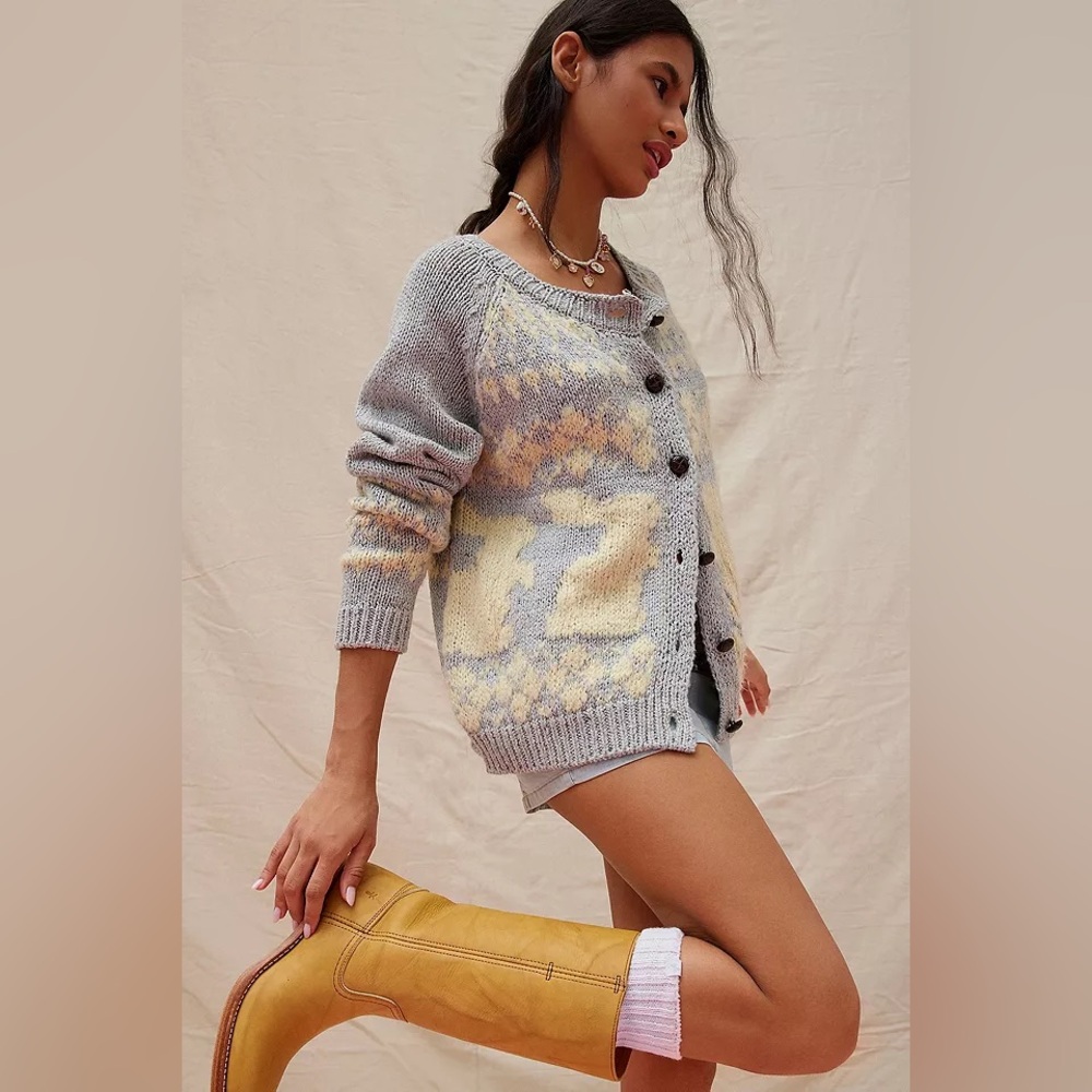 Urban Outfitters Bunny Knit Cardigan NEW Sold Out Size Medium EASTER